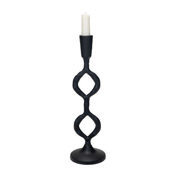 Black Decorative Cast Metal Taper Candle Holder